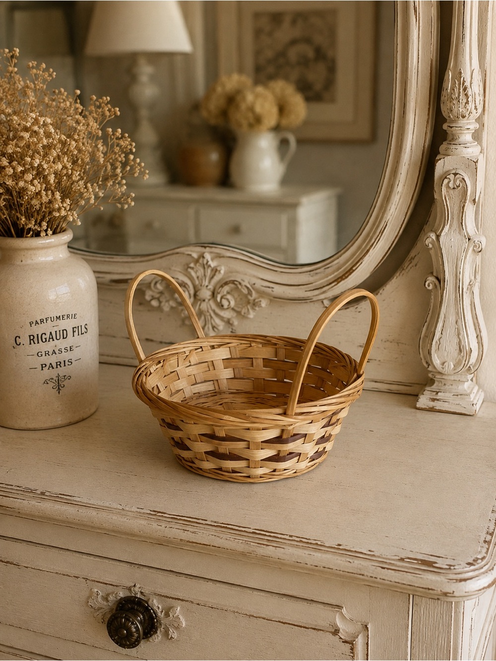 Mini Natural Woven Double-Handle Basket - Brown